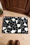 Black and White Broken Mosaic Pattern Doormat, 40x60 cm, with Non-Slip Sole, Decorative - 4