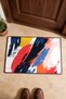 Red, Yellow, and Navy Blue Brushstroke-Patterned Doormat, 40x60 cm, with Non-Slip Sole, Decorative - 4