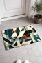 Navy, Cream, and Terracotta Color Door Mat with a Broken Geometric Pattern, 40x60 cm, Non-Slip Sole, Decorative - 2