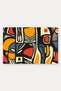 Orange and Navy Blue Cubist Abstract Patterned Doormat, 40x60 cm, with Non-Slip Sole, Decorative - 5