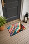 Turquoise Coral Thick Spatula-Patterned Doormat, 40x60 cm, with Non-Slip Sole, Decorative