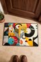 Yellow and Black Retro Geometric Patterned Doormat, 40x60 cm, with Non-Slip Sole, Decorative - 4