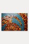 Orange and Blue Mosaic-Patterned Doormat, 40x60 cm, with Non-Slip Sole, Decorative - 5