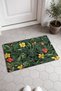 Dark Green and Yellow Floral Print Doormat, 40x60 cm, with Non-Slip Sole, Decorative - 2