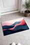 Pink and Navy Blue Wavy-Patterned Doormat, 40x60 cm, with Non-Slip Sole, Decorative - 2
