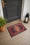Black, Purple, and Orange Medallion Turkish Rug-Patterned Doormat, 40x60 cm, with Non-Slip Sole - 3
