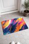 Orange and Purple Door Mat with Dynamic Brushstroke Pattern, 40x60 cm, Non-Slip Sole, Decorative - 2