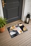 Black Gold Powder Geometric Patterned Doormat, 40x60 cm, with Non-Slip Sole, Decorative