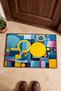 Yellow and Blue Geometric Patterned 010 Doormat, 40x60 cm, Non-Slip Sole, Decorative - 4