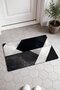 Black and White Leather Doormat with Cross-Stripe Pattern, 40x60 cm, Non-Slip Sole, Decorative - 2