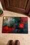 Red and Green Abstract Patterned Doormat, 40x60 cm, with Non-Slip Sole, Decorative - 4
