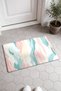 Pastel Pink and Mint Brushstroke-Patterned Doormat, 40x60 cm, with Non-Slip Sole, Decorative - 2