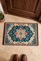 Blue and Red Flower Motif Turkish Rug-Patterned 277 Doormat, 40x60 cm, with Non-Slip Sole