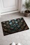 Gold and Blue Geometric Patterned Doormat, 40x60 cm, with Non-Slip Sole, Decorative - 2