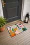 Pastel Cubist Face Composition Patterned Doormat, 40x60 cm, with Non-Slip Sole, Decorative