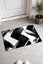 Black and White Zigzag Patterned Door Mat, 40x60 cm, with Non-Slip Sole, Decorative - 2