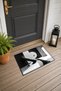 Black and White Minimal Patterned Doormat, 40x60 cm, with Non-Slip Sole, Decorative