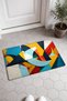 Blue, Yellow, and Red Checkered Patterned Doormat, 40x60 cm, with Non-Slip Sole, Decorative - 2