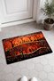 Red and Black Forest Scenery Patterned Doormat, 40x60 cm, with Non-Slip Sole, Decorative - 4