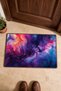 Purple and Navy Blue Cosmic Fluid-Patterned Doormat, 40x60 cm, with Non-Slip Sole, Decorative - 4