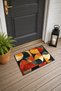 Orange-Red Bauhaus Half-Circle Patterned Doormat, 40x60 cm, with Non-Slip Sole, Decorative