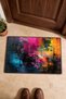 Fuchsia and Black Glitch Texture Patterned Doormat, 40x60 cm, with Non-Slip Sole, Decorative - 4