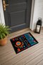 Red and Blue Geometric Patterned 292 Doormat, 40x60 cm, Non-Slip Sole, Decorative