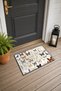 Black and Orange Butterfly-Patterned Doormat, 40x60 cm, with Non-Slip Sole, Decorative