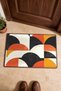 Cream, Orange, and Black Retro Patterned Doormat, 40x60 cm, with Non-Slip Sole, Decorative - 4
