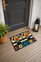 Black and Yellow African-Motif Striped Doormat, 40x60 cm, with Non-Slip Sole, Decorative