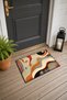Brown and Red Wavy Turkish Rug-Patterned Doormat, 40x60 cm, with Non-Slip Sole - 3