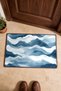 Gray and Blue Watercolor-Style Wavy-Patterned Doormat, 40x60 cm, with Non-Slip Sole, Decorative - 4