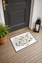 Black and White Butterfly-Patterned 264 Doormat, 40x60 cm, with Non-Slip Sole, Decorative