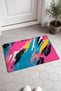 Pink, Blue, and Black Brushstroke-Patterned Doormat, 40x60 cm, with Non-Slip Sole, Decorative - 2