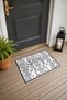 White and Black Art Deco striped pattern doormat, 40x60 cm, with Non-Slip Sole, Decorative