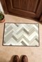 Beige-Gray Herringbone Patterned Doormat, 40x60 cm, with Non-Slip Sole, Decorative - 4