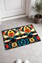 Black and Yellow African-Motif Striped Doormat, 40x60 cm, with Non-Slip Sole, Decorative - 2
