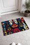 Navy Blue and Red African-Patterned Doormat, 40x60 cm, with Non-Slip Sole, Decorative - 2