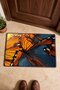 709 Orange and Blue Butterfly-Patterned Doormat, 40x60 cm, with Non-Slip Sole, Decorative - 4