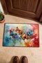 715 Orange and Blue Butterfly-Patterned Doormat, 40x60 cm, with Non-Slip Sole, Decorative - 4