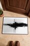 Black and White Minimalist Ink Horizon-Patterned Doormat, 40x60 cm, with Non-Slip Sole, Decorative - 4