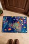 Navy Blue Door Mat with Underwater Fish Pattern, 40x60 cm, Non-Slip Sole, Decorative - 4