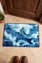 Blue and White Stormy Wave Pattern Doormat, 40x60 cm, with Non-Slip Sole, Decorative - 4