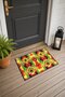 Green and Red Ethnic Patterned Doormat, 40x60 cm, with Non-Slip Sole, Decorative