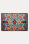 Turquoise and Orange Floral Print Kilim Rug-Patterned Doormat, 40x60 cm, with Non-Slip Sole - 5