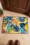 Navy Blue and Yellow Tropical Palm Leaf Pattern Doormat, 40x60 cm, with Non-Slip Sole, Decorative - 4