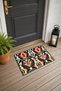 Black and Orange Aztec Diamond Patterned Doormat, 40x60 cm, with Non-Slip Sole, Decorative