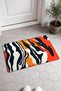 Orange and Navy Blue Zebra-Striped Doormat, 40x60 cm, with Non-Slip Sole, Decorative - 2