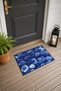 Navy Blue and White Spiral Wave Pattern Doormat, 40x60 cm, with Non-Slip Sole, Decorative