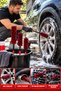 3-Piece Red and Black Flexible Plush Car Wheel Cleaning Brush Set for Exhaust and Detail Cleaning - 4